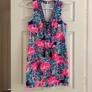 Flamingo print Lilly Pulitzer shift dress.